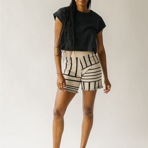 Piper & Scoot Geometric‎ Shorts Cream Black NWT Size 2XL